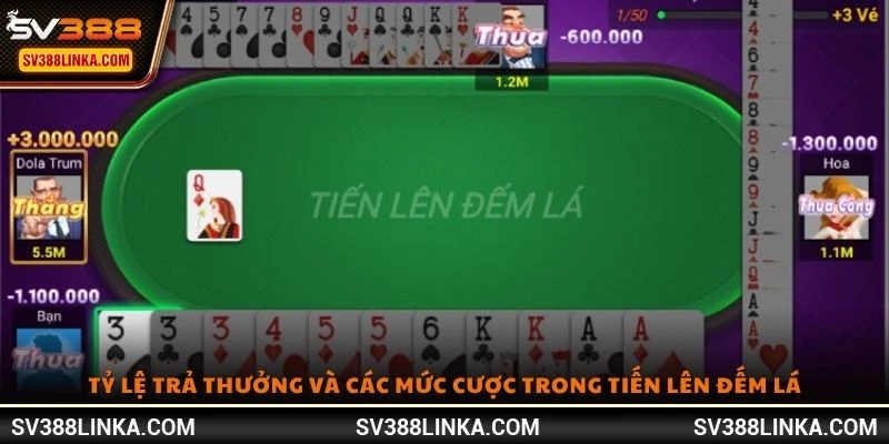 Tỷ lệ trả thưởng và các mức cược trong Tiến Lên Đếm Lá